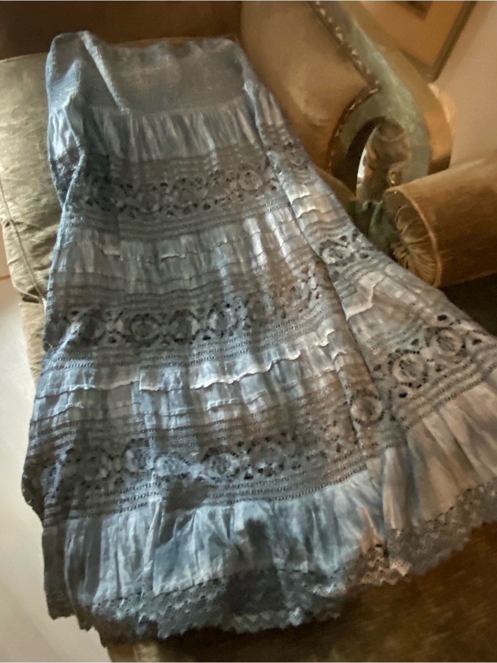 Blue Lace Maxi Dress - Women